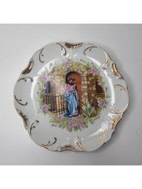 Vintage Decorative Plate "Jesus Knocking on Your Door" with 18K Gold Rim